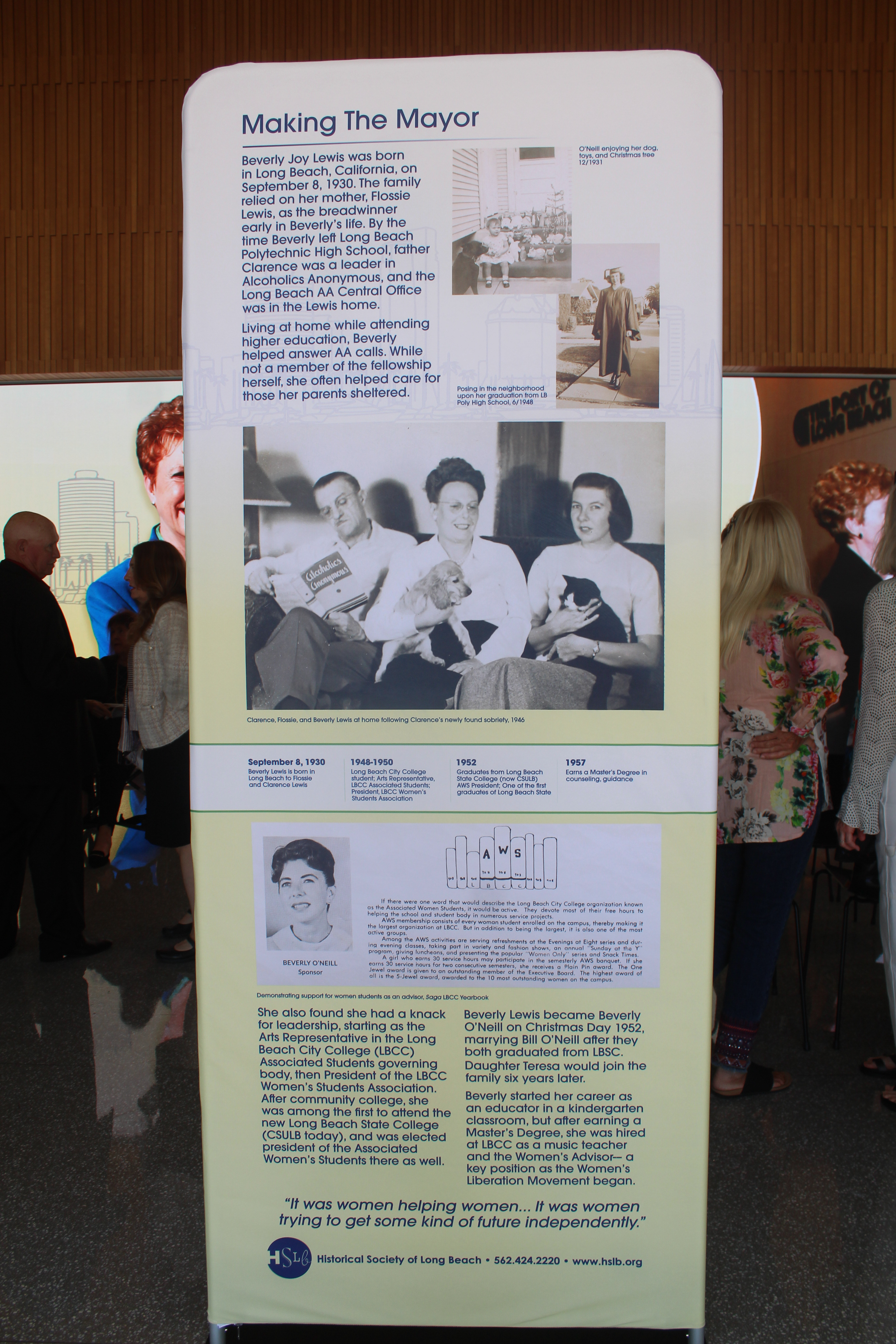 The Honorable Beverly O’Neill Legacy Exhibition on display at the...