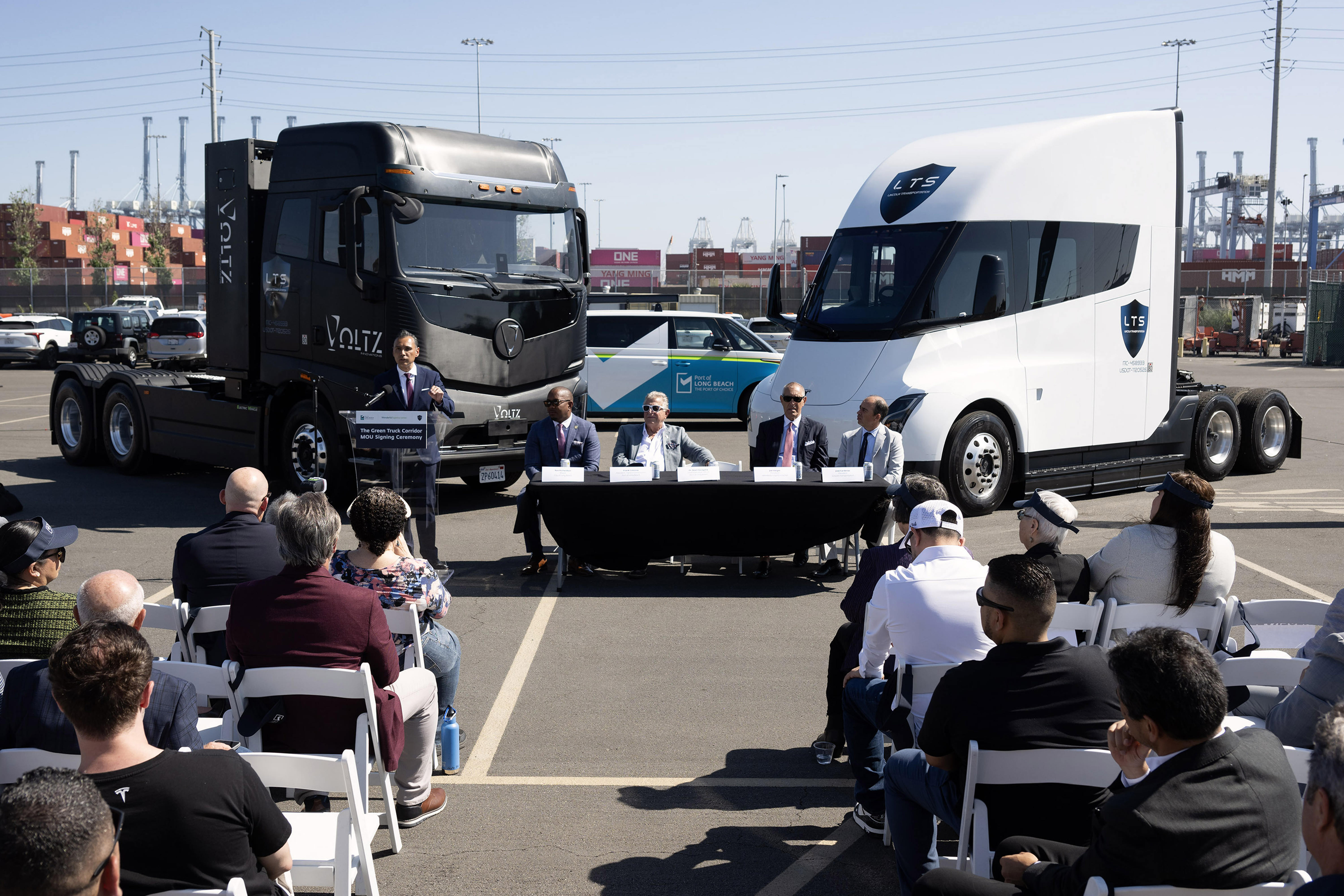 Port CEO Noel Hacegaba speaks before the signing of a...