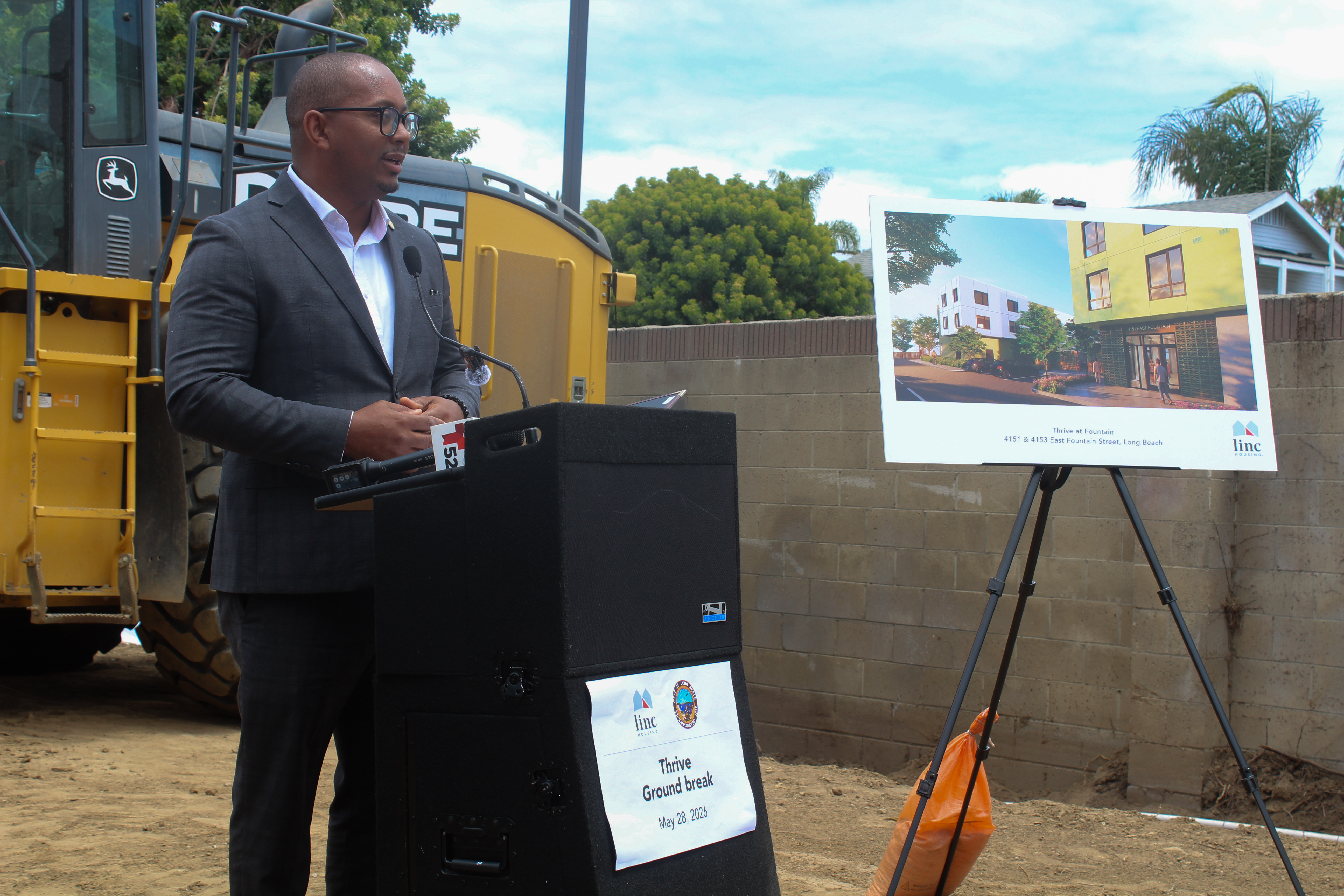 Mayor Rex Richardson spoke during the groundbreaking of Thrive, a...