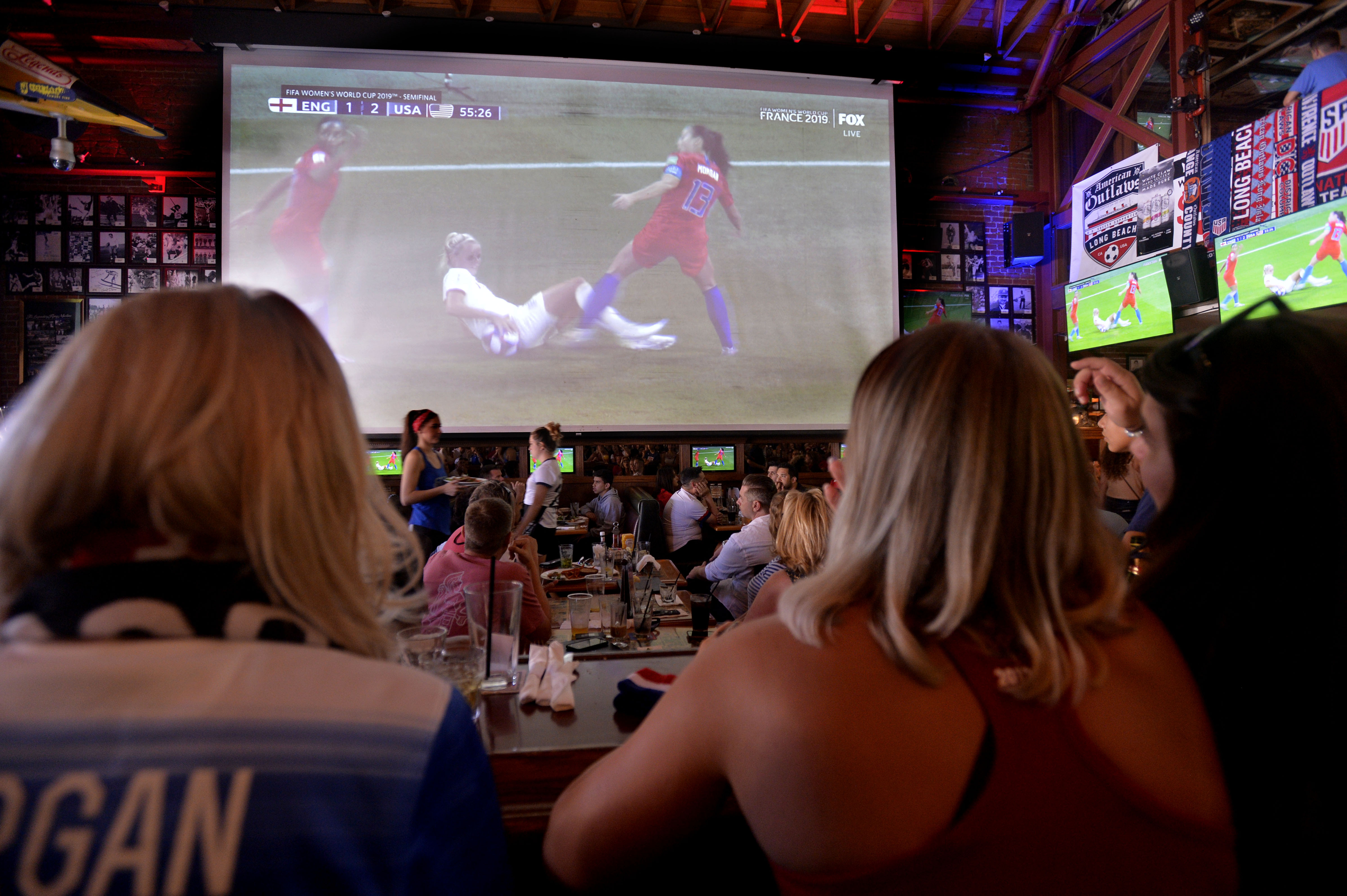 Fans watch with great intensity, the U.S. women’s soccer team...