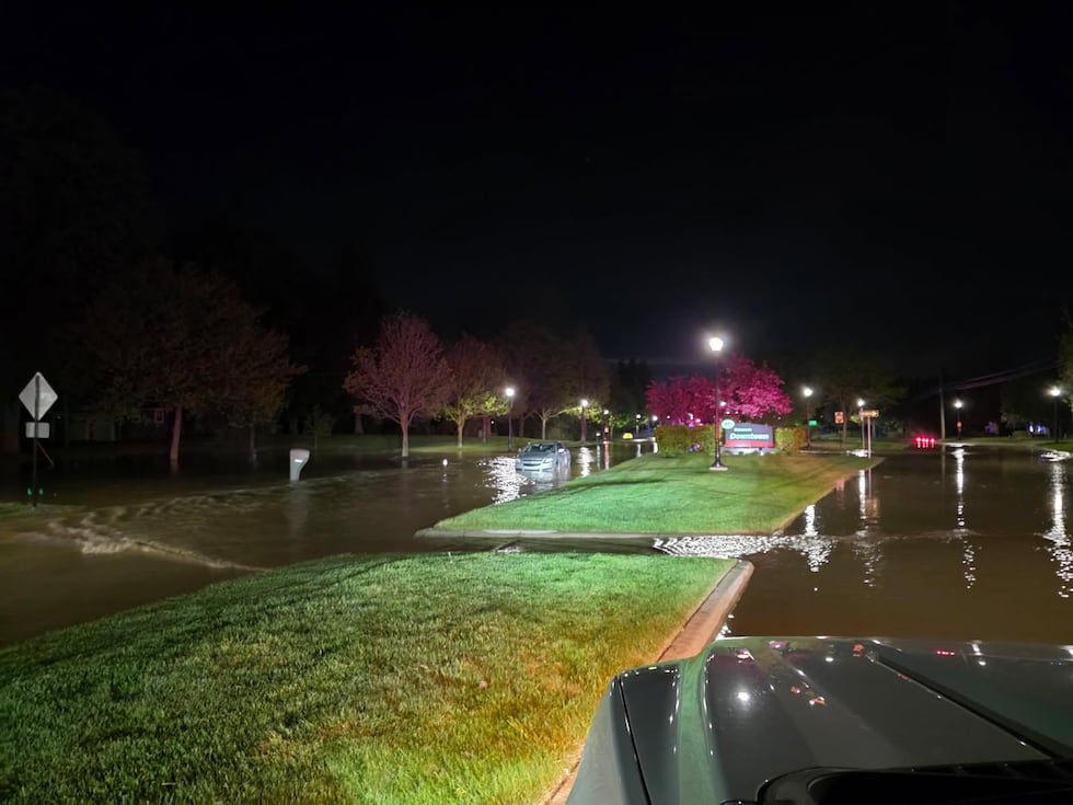 Water over the road after 42-inch water main breaks in Oakland County