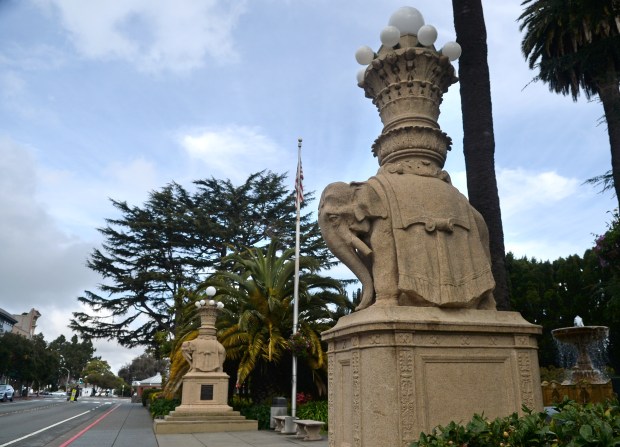 The elephant statues at Viña Del Mar Park along Bridgeway in Sausalito, Calif., on Thursday, March 8, 2018. (Alan Dep/Marin Independent Journal)