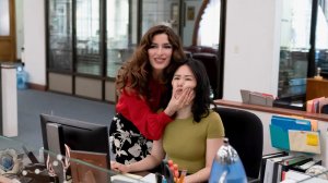 THE PAPER -- Episode 101 -- Pictured: (l-r) Sabrina Impacciatore as Esmeralda, Ramona Young as Nicole -- (Photo by: Aaron Epstein/PEACOCK)