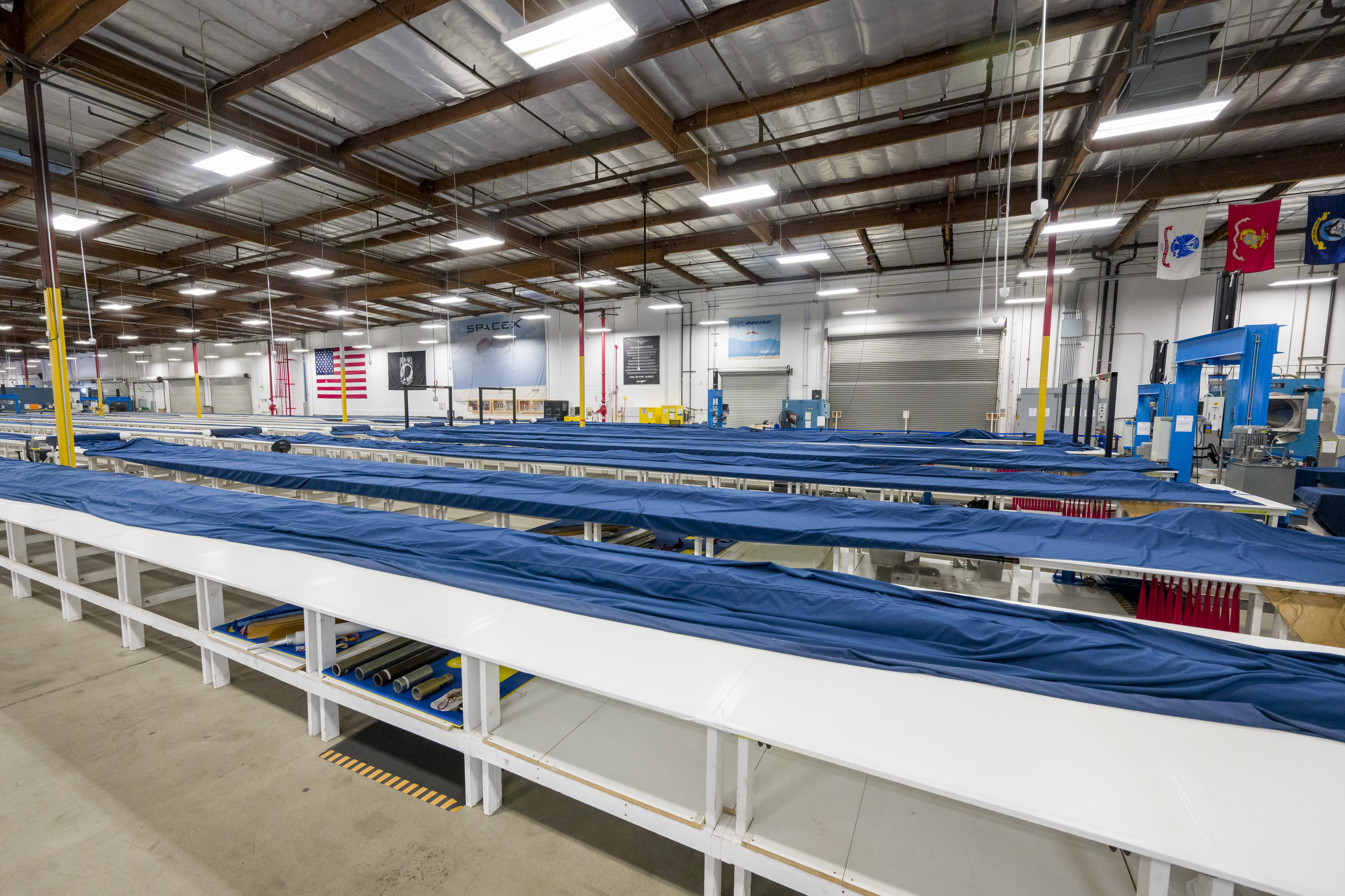 Rigging tables at Airborne Systems in Santa Ana on Friday,...