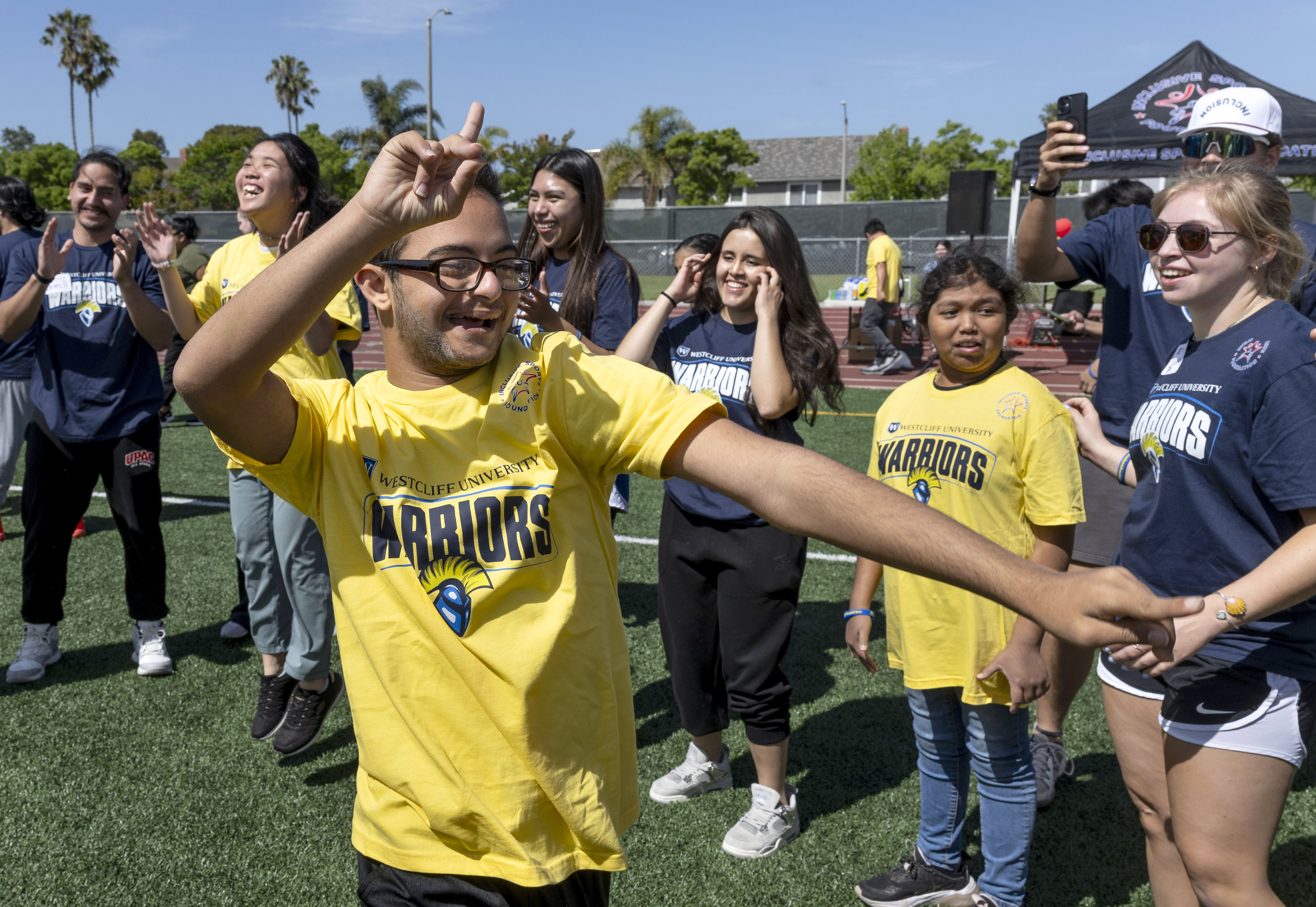 Philo Famhy from Edison High School dances to the live...