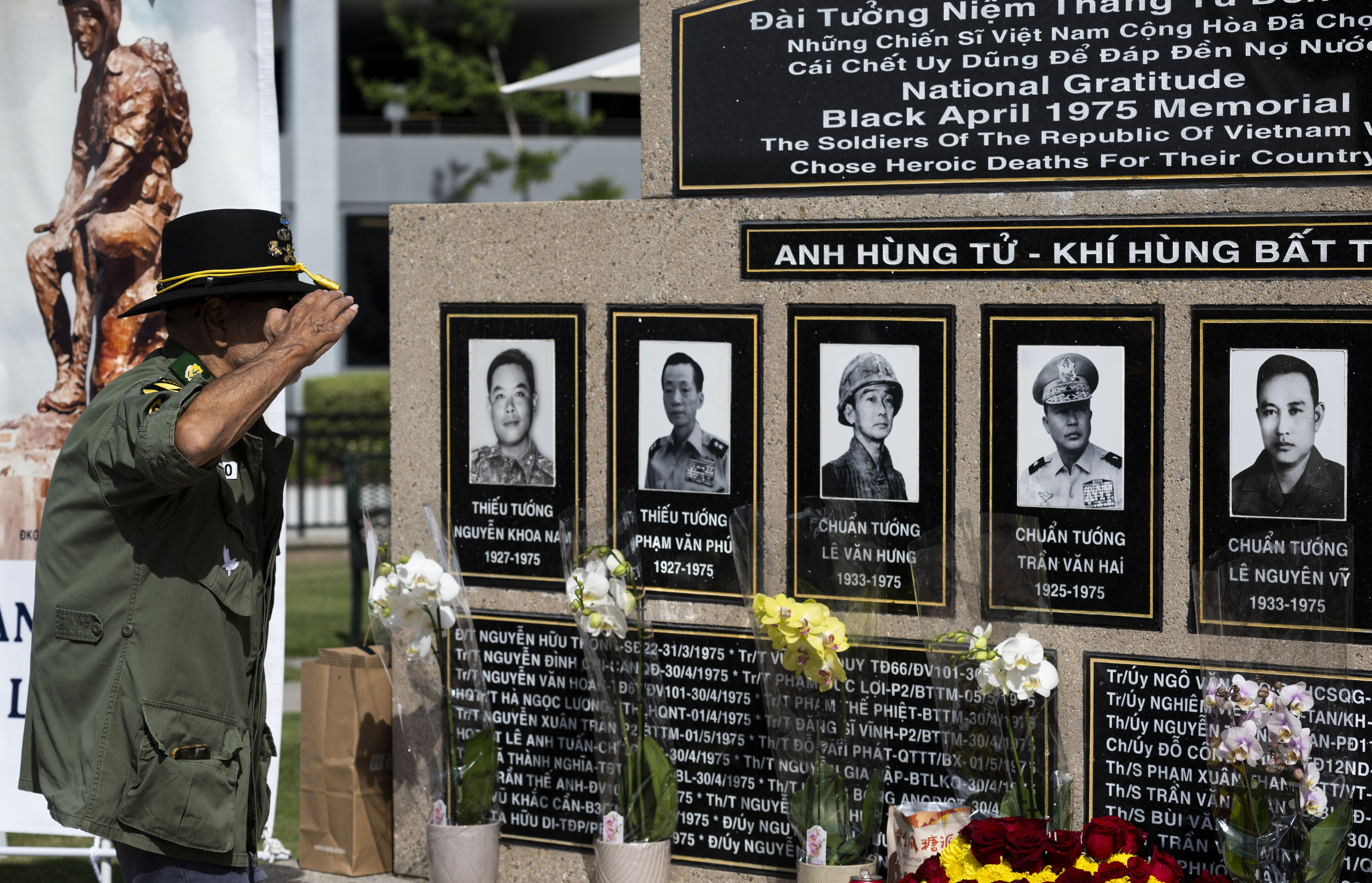 Army veteran Rudy Jaramill visits a monument to South Vietnamese...