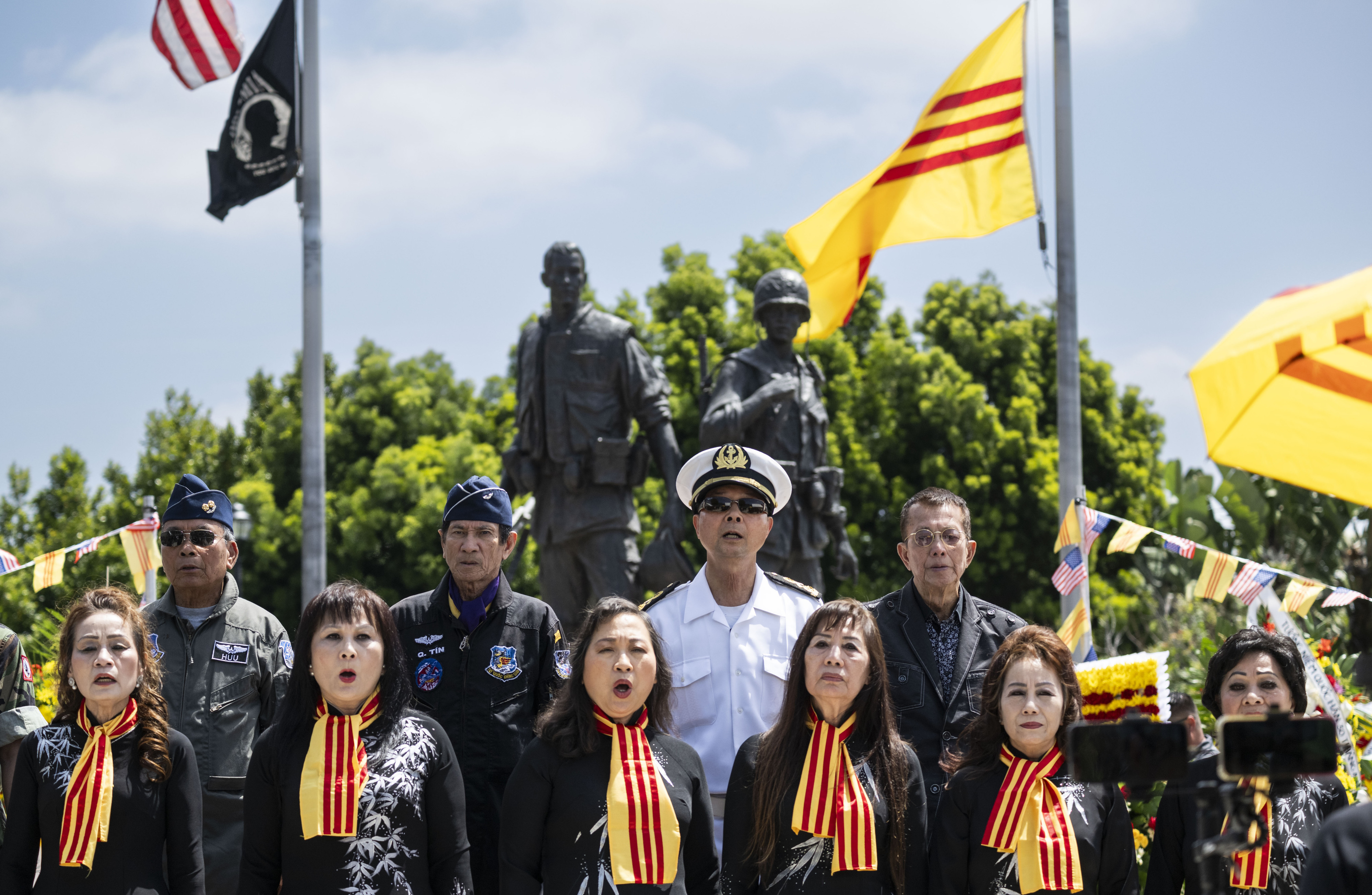 A group performs during a Black April Remembrance Ceremony at...