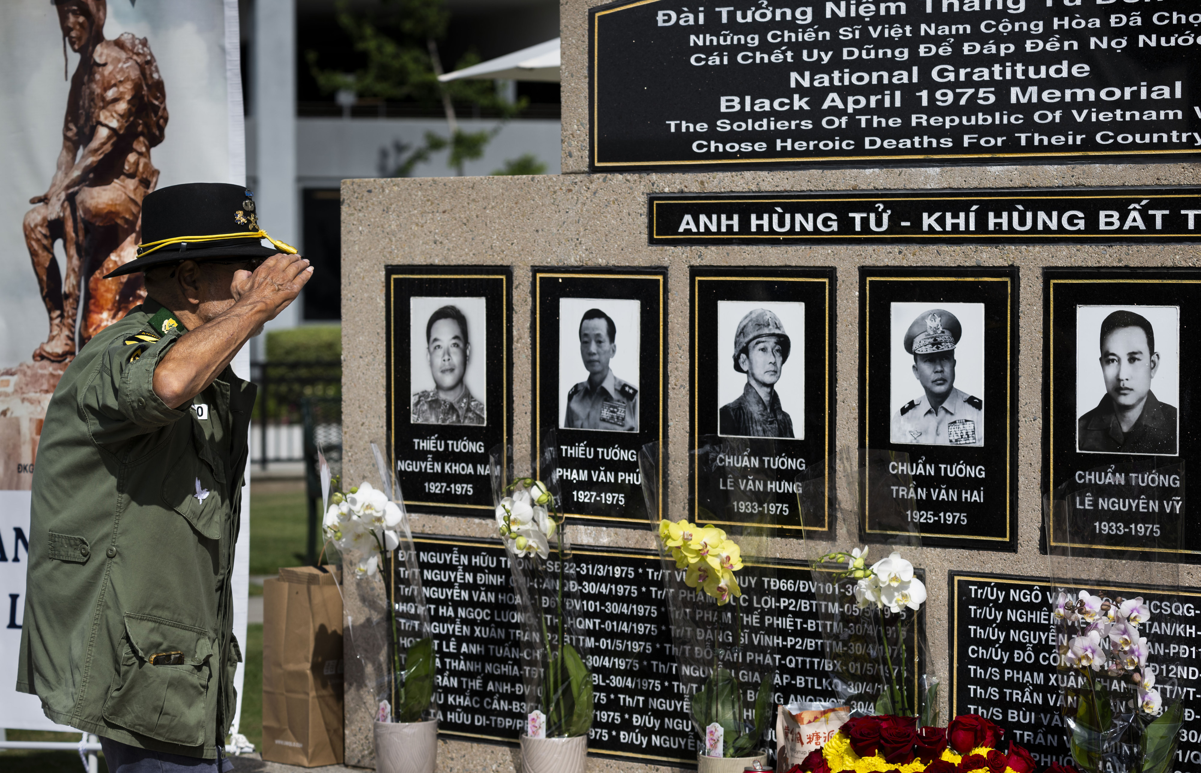 Army veteran Rudy Jaramill visits a monument to South Vietnamese...