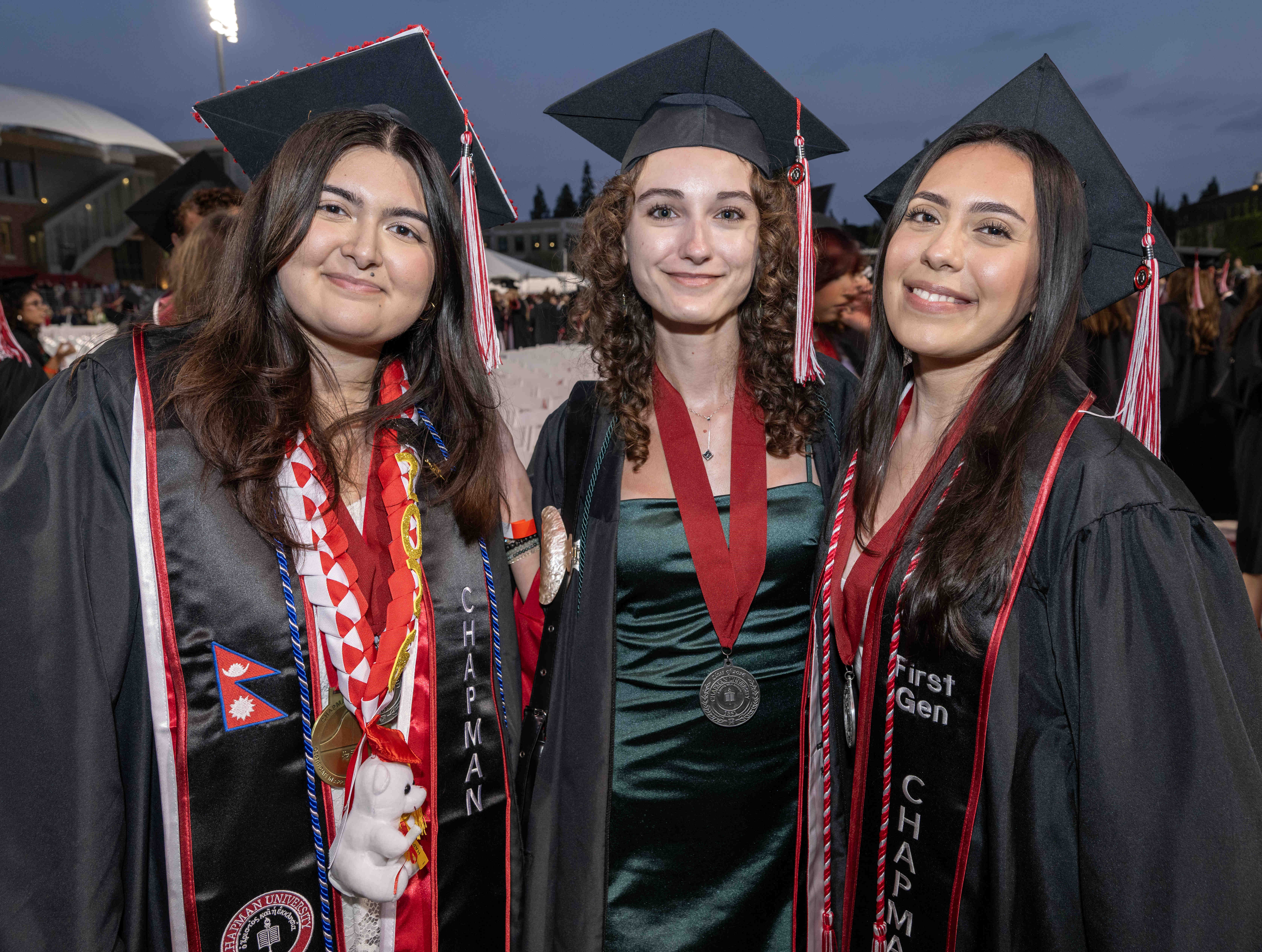 Friends Prudence Bhattariai, Amy Allen and Tracy Gaytan, from left,...