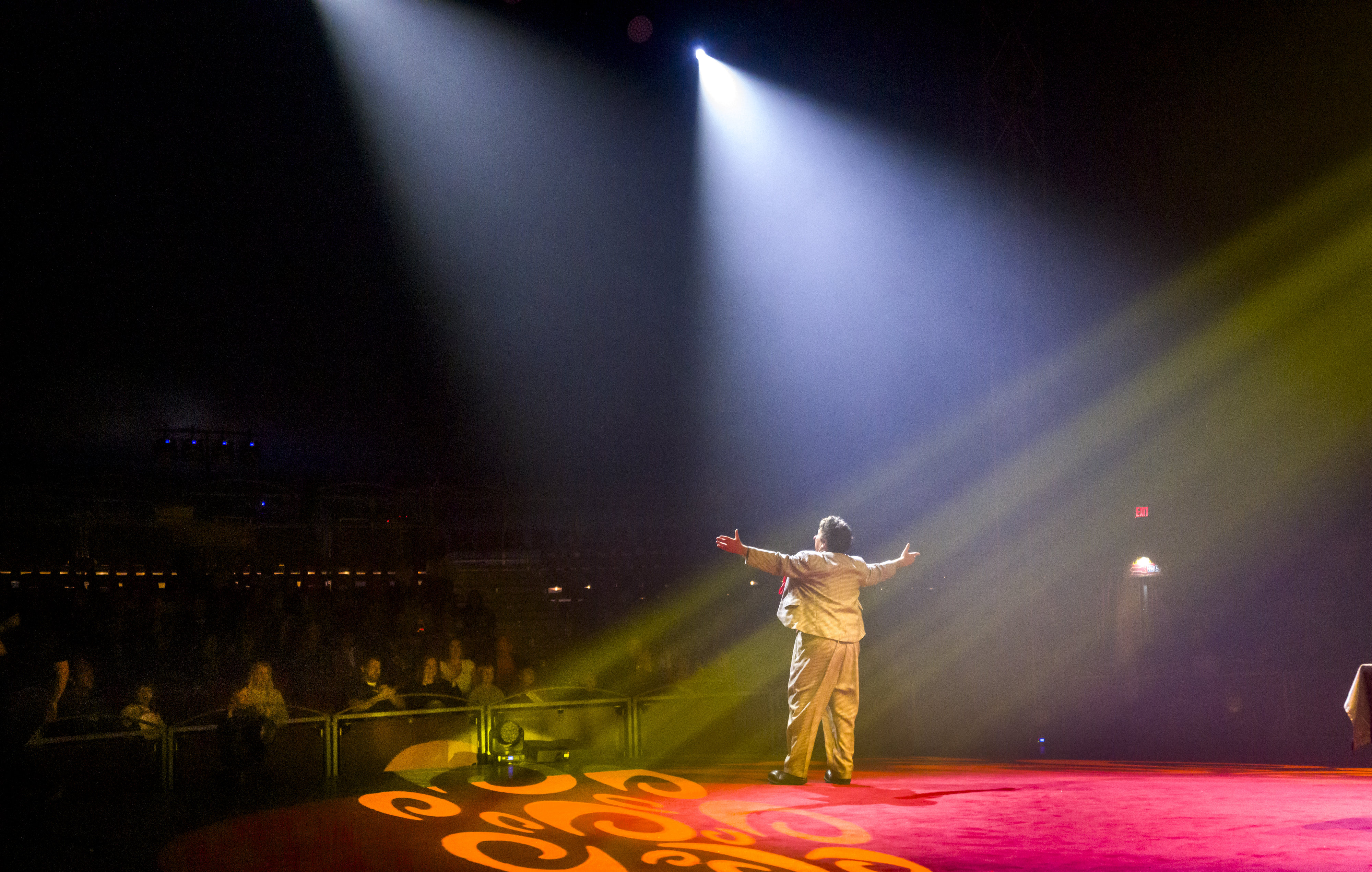 The Circus Vargas clown David Larible greets the audience at...