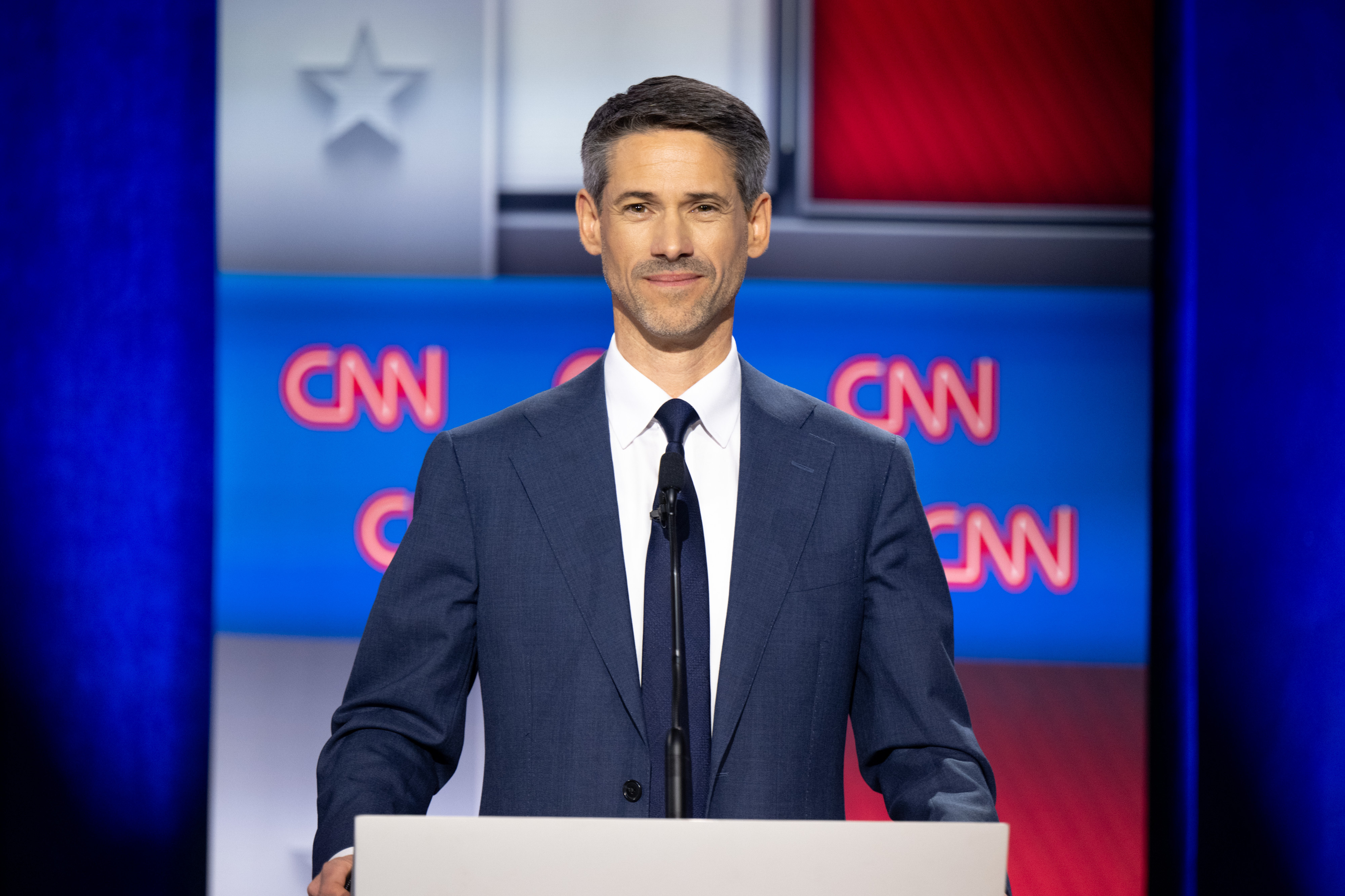 Matt Mahan, candidate for governor of California, on the stage...