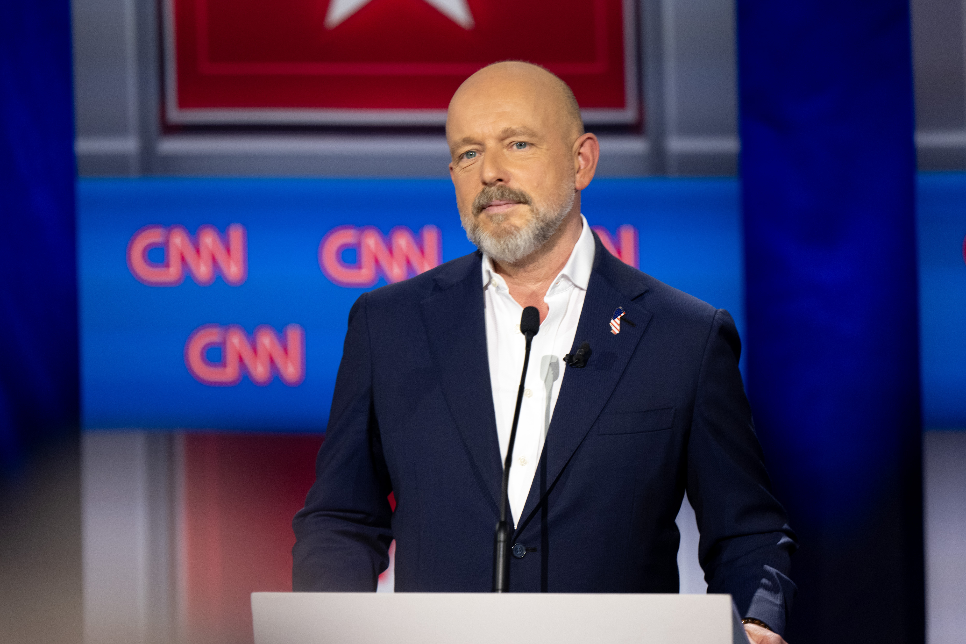 Steve Hilton, candidate for governor of California, on the stage...