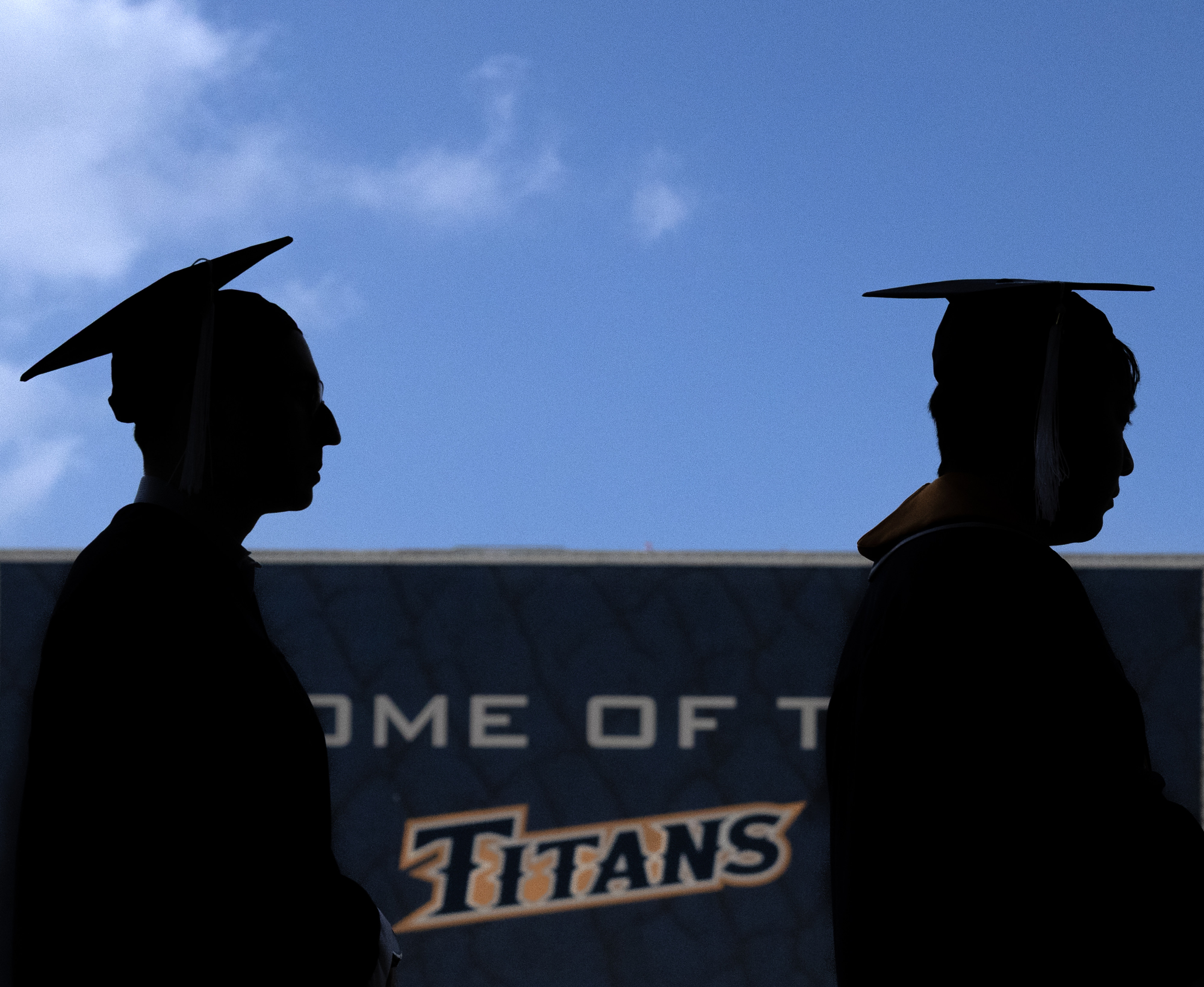 Students form a line to receive their diplomas during Cal...