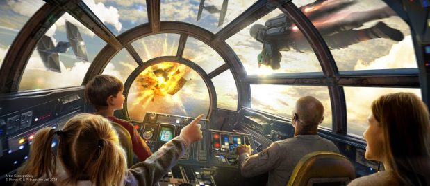 Concept art of the Millennium Falcon: Smugglers Run makeover tied to the release of "The Mandalorian and Grogu" coming to Star Wars: Galaxy's Edge in Disneyland. (Courtesy of Disneyland)