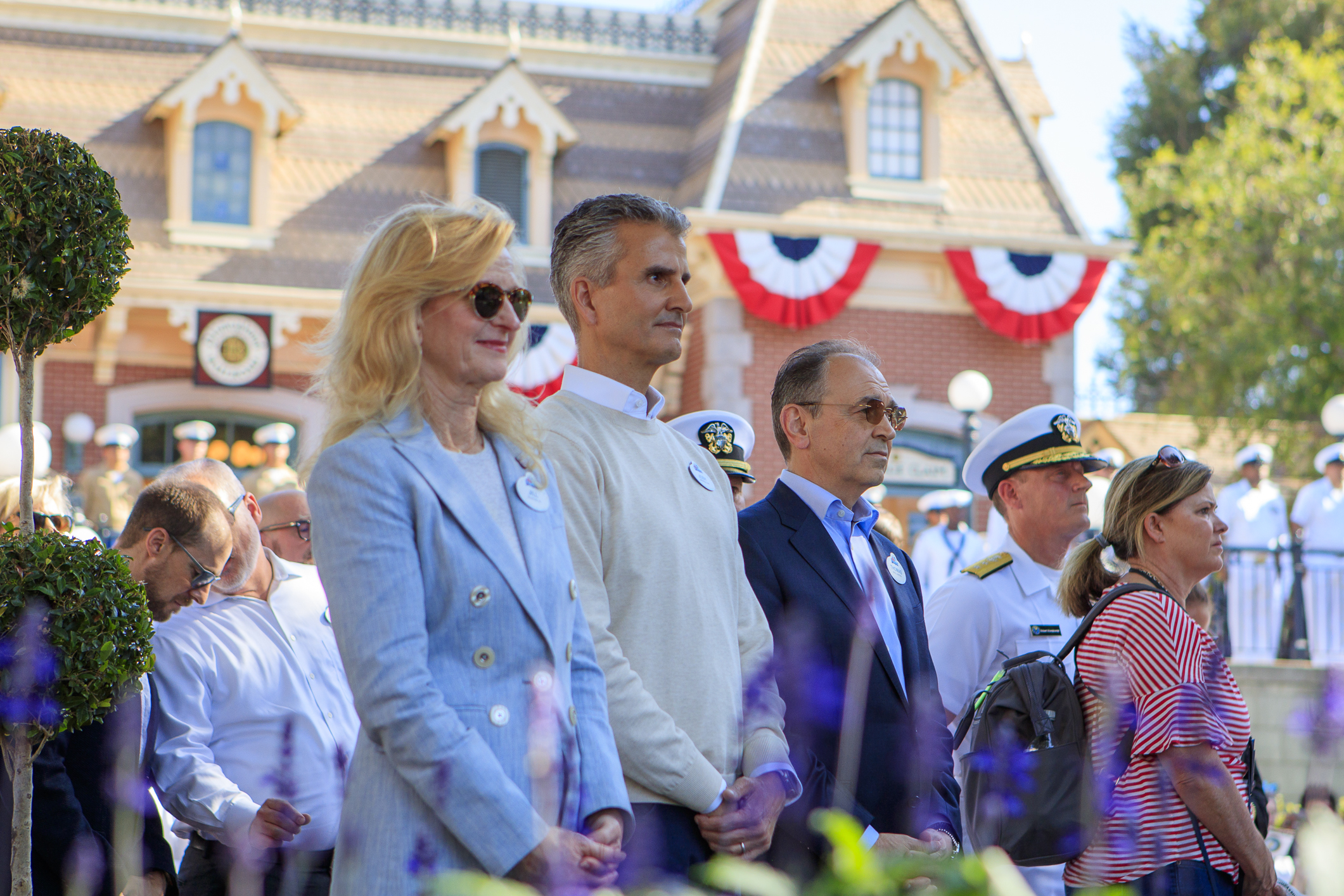 Disneyland Resort President Jill Estorino, Disney CEO Josh D’Amaro and...