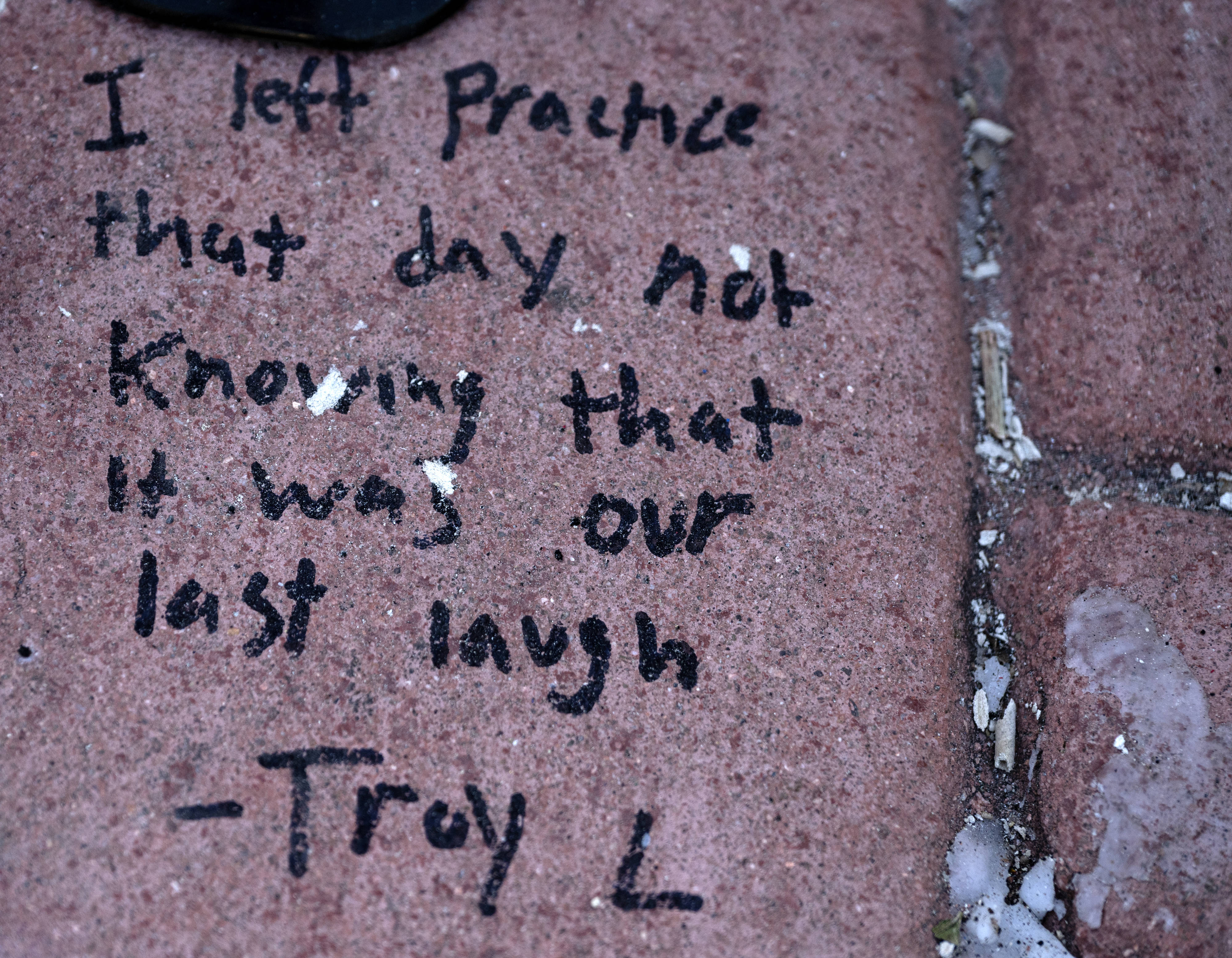 Heartfelt messages are left at the crash site where a...