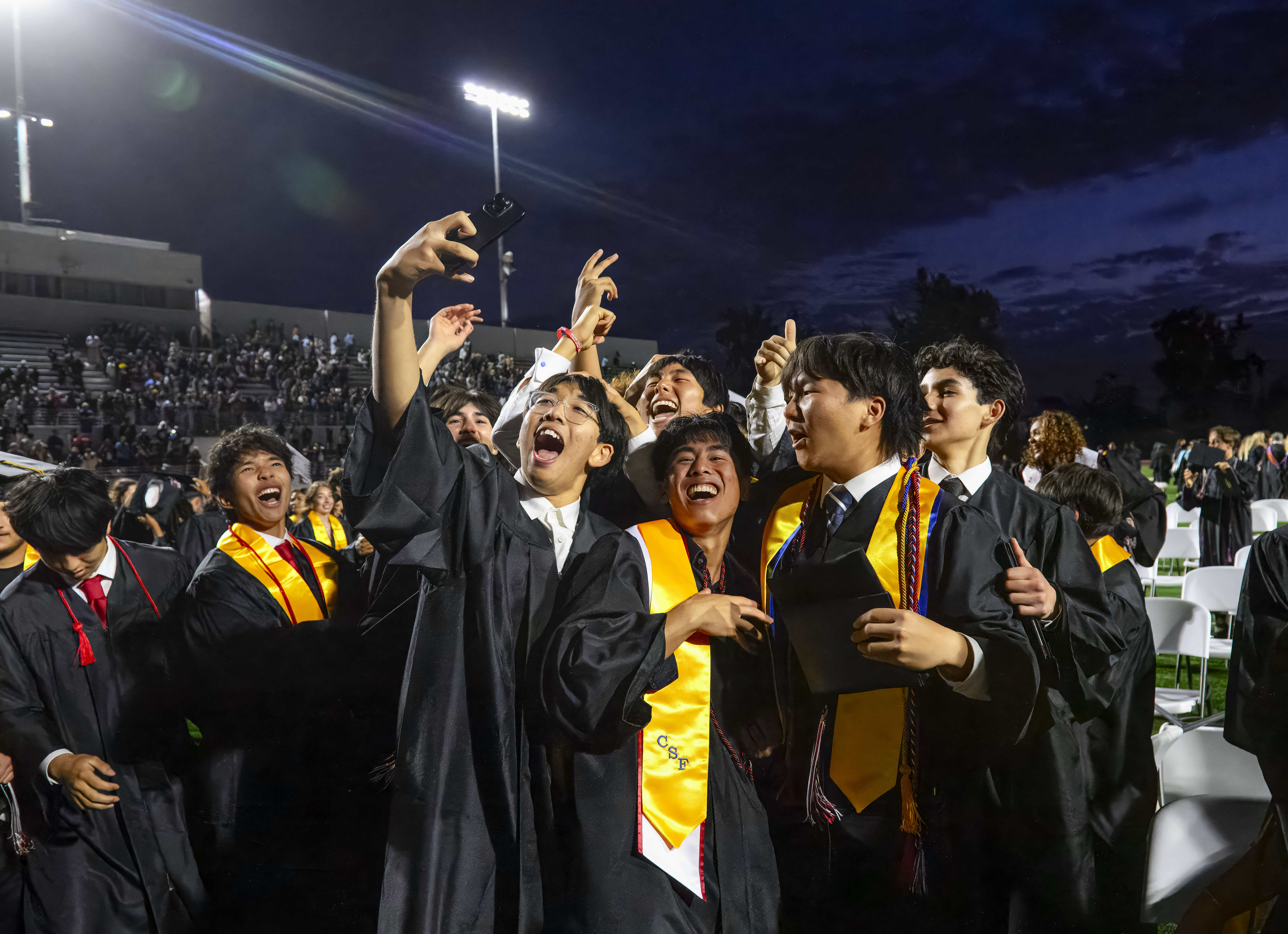 A selfie is in order as friends celebrate following the...