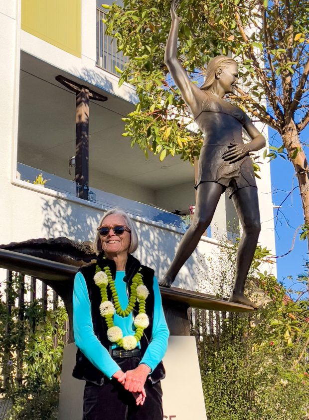Joyce Hoffman, a former pro surfer who earned a full-size bronze statue in Dana Point, is also the first female lifeguard in California. She spent two summers in the early 70s lifeguarding in Del Mar. Hoffman will be joining a discussion about the new book "Guarded: Women, Water and Saving Waves" at Girl in the Curl surf shop at 1 p.m. on May 30. (Photo by Jeff Gritchen, Orange County Register/SCNG)