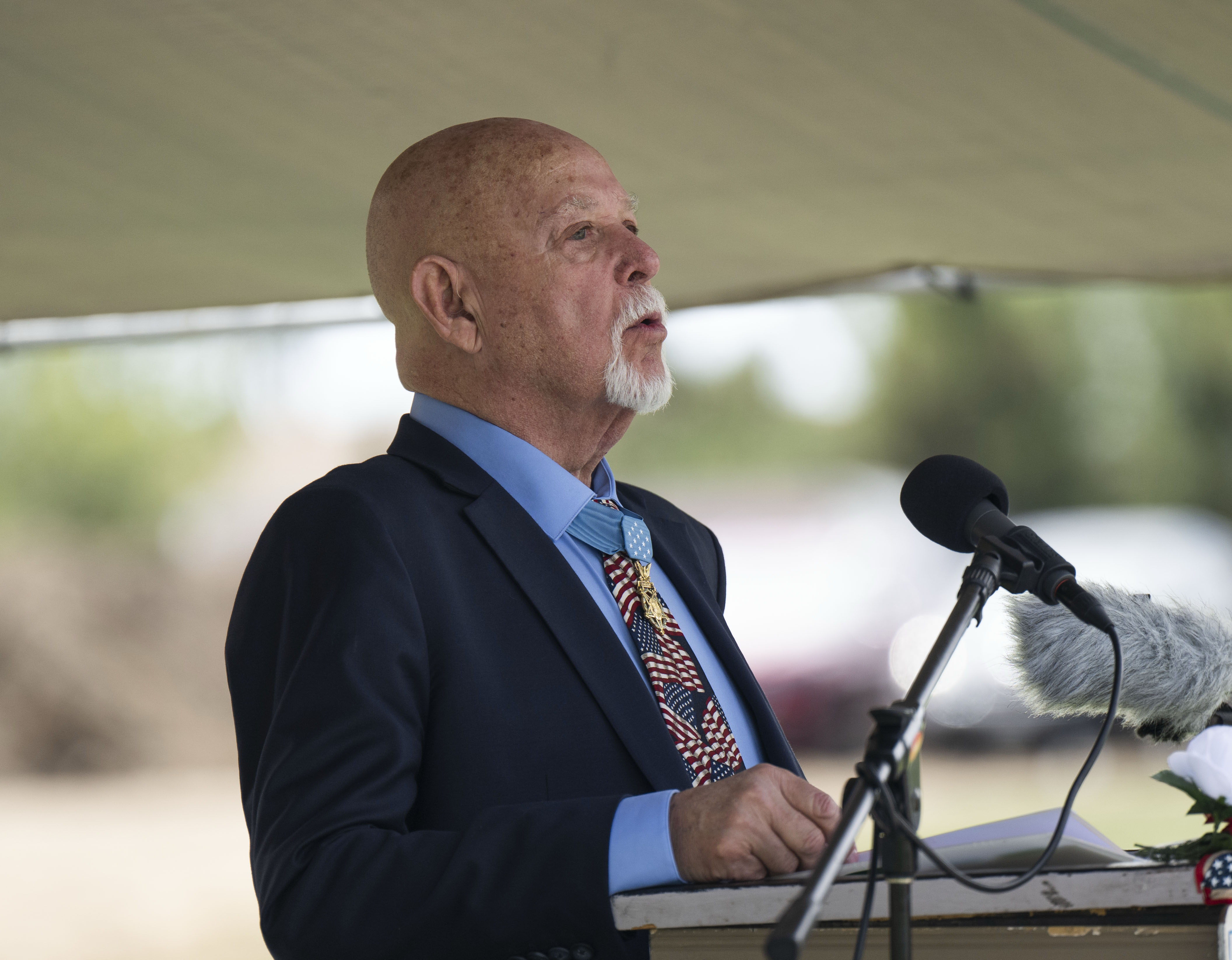 Army veteran and Medal of Honor recipient Gary Littrell delivers...