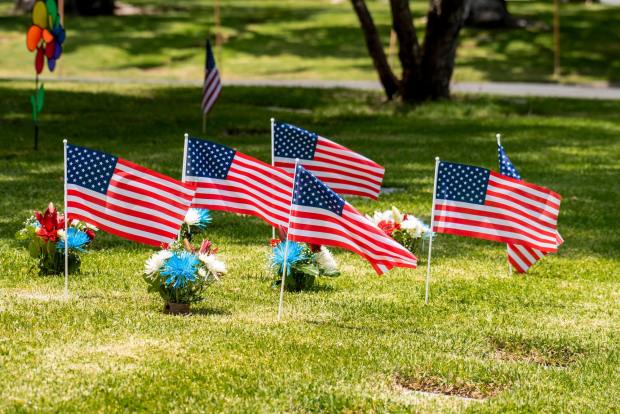 American flags are placed on gravesites for the Memorial Day at Fairhaven Memorial Park & Mortuary in Santa Ana on Sunday, May 30, 2021. (Photo by Leonard Ortiz, Orange County Register/SCNG)