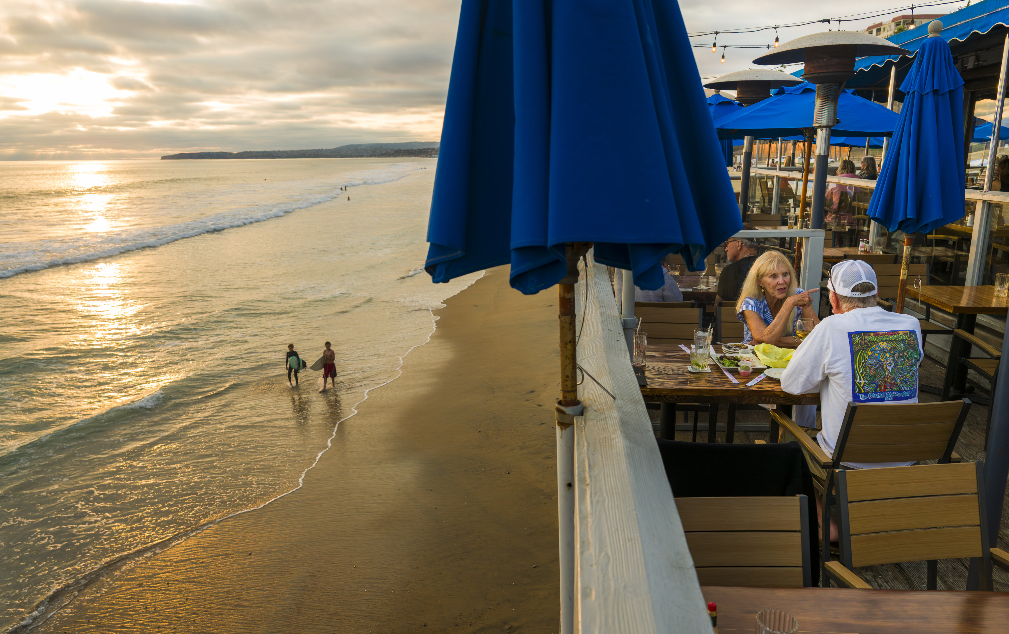 Diners at The Fishermanâs Restaurant and Bar at the San...