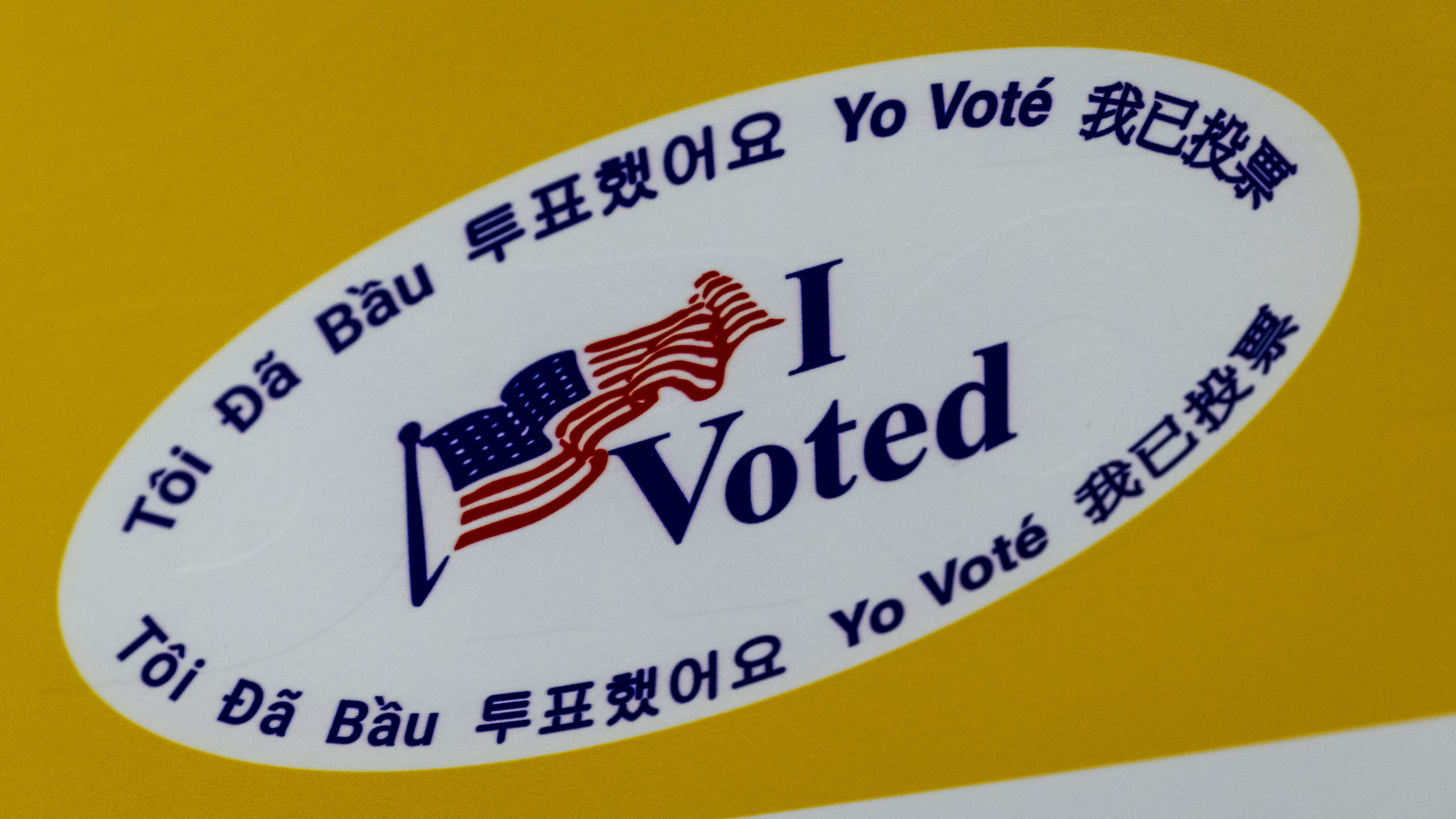 An âI Votedâ decal on the side of a ballot...
