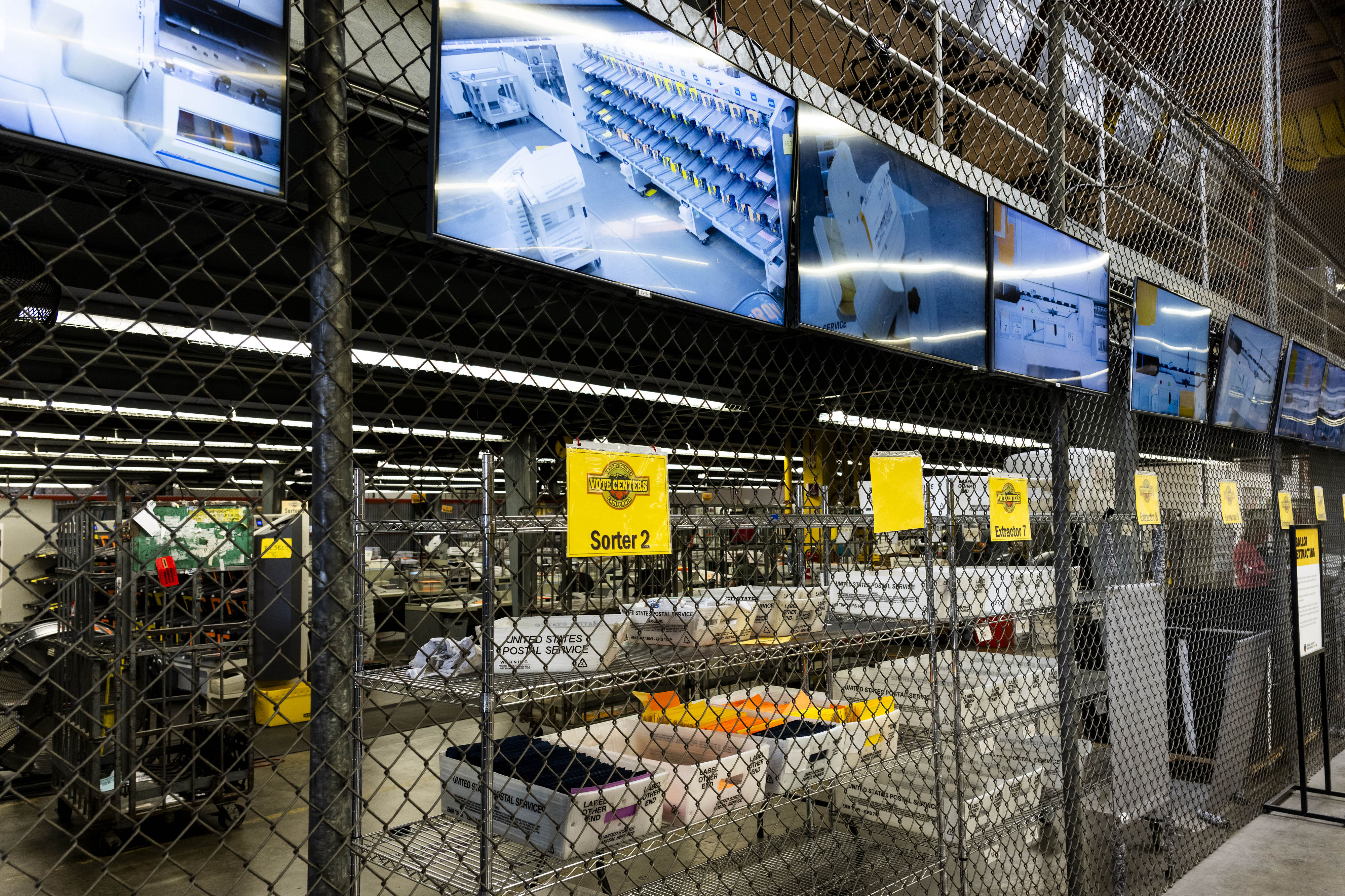 Screens display the activities in sorting and extracting at the...