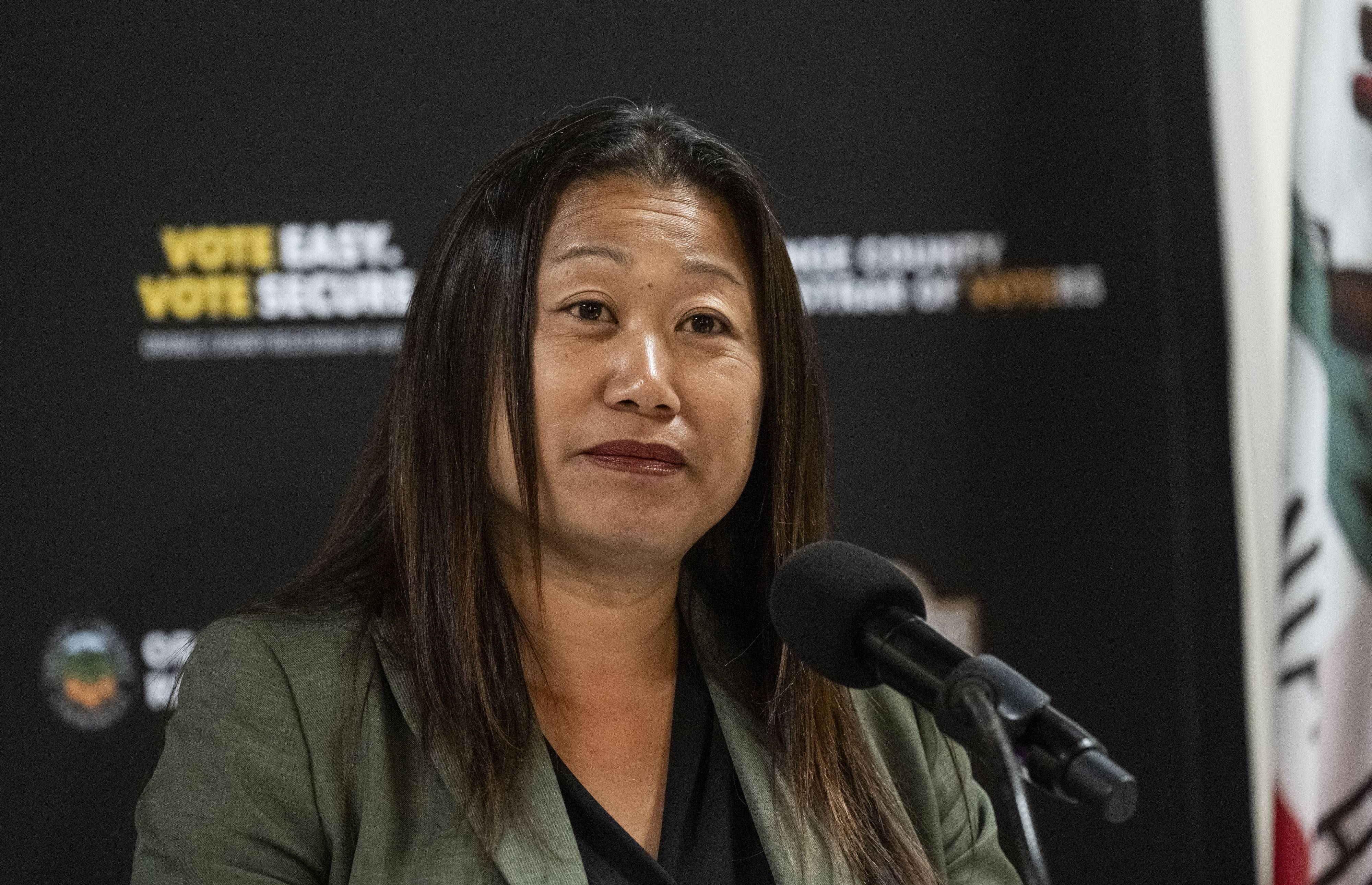 Orange County First District Supervisor Janet Nguyen, answers questions during...
