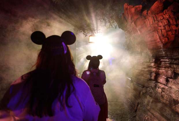 Lights and projections dress up Villains Grove, at the site of Redwood Creek Challenge Trail, during Oogie Boogie Bash, A Disney Halloween Party, in California Adventure at the Disneyland Resort in Anaheim, CA, on Thursday, September 9, 2021. (Photo by Jeff Gritchen, Orange County Register/SCNG)