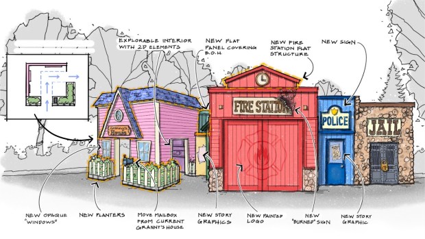 Concept art of Granny's House planned for Looney Tunes Land at Six Flags Magic Mountain. (Courtesy of Six Flags)