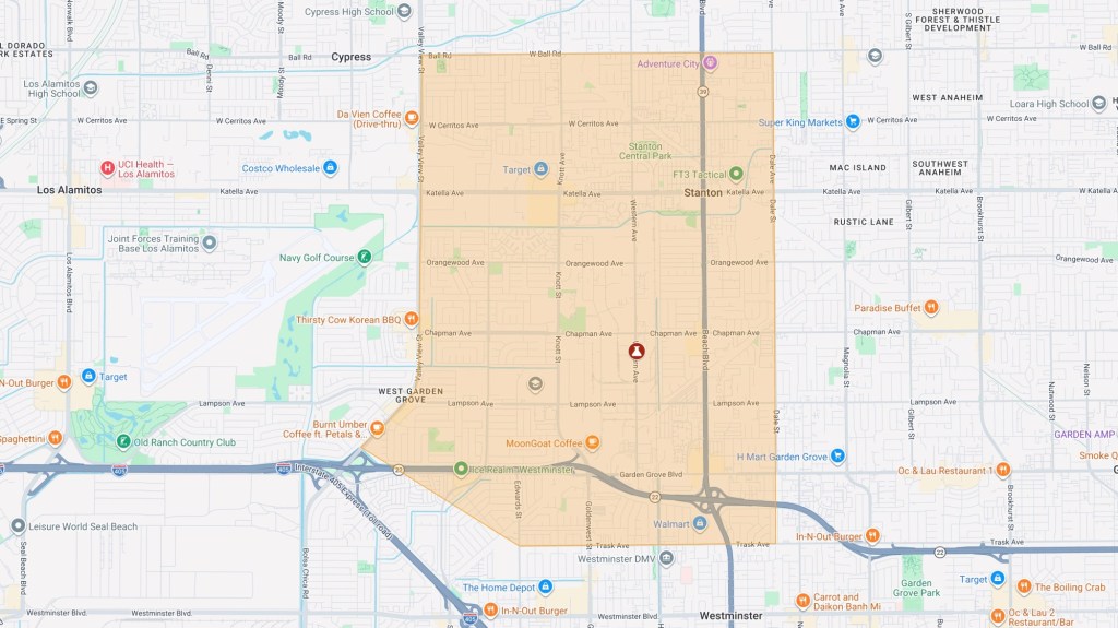 Map shows Garden Grove hazmat incident and evacuation around aerospace plant – Orange County Register