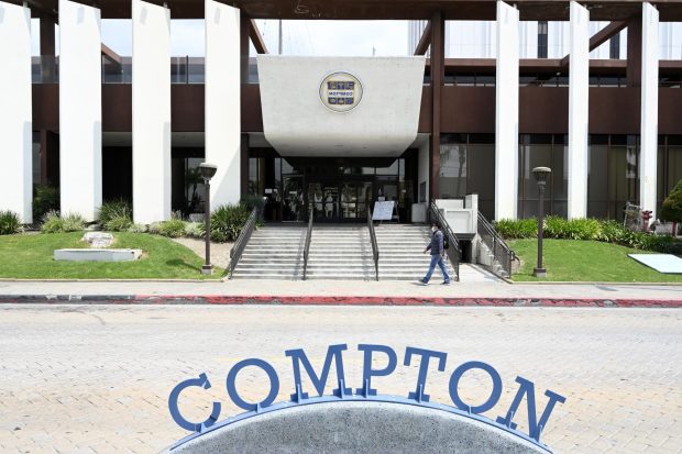 City Hall in Compton on Thursday, August 19, 2021. (Photo by Brittany Murray, Press-Telegram/SCNG)