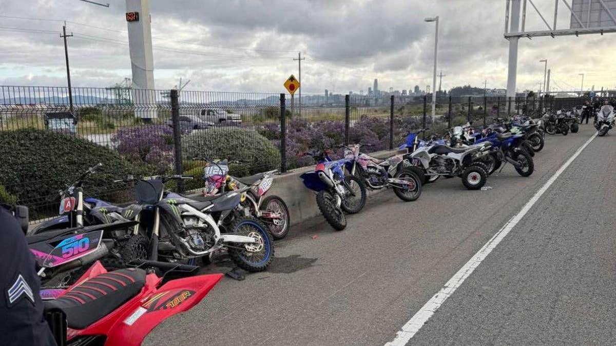 bikes seen along side of roadway