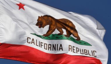 The California State flag outside City Hall, in Los Angeles. A Southern California mayor has agreed to plead guilty to acting as an illegal agent for the Chinese government and has resigned from her city position.