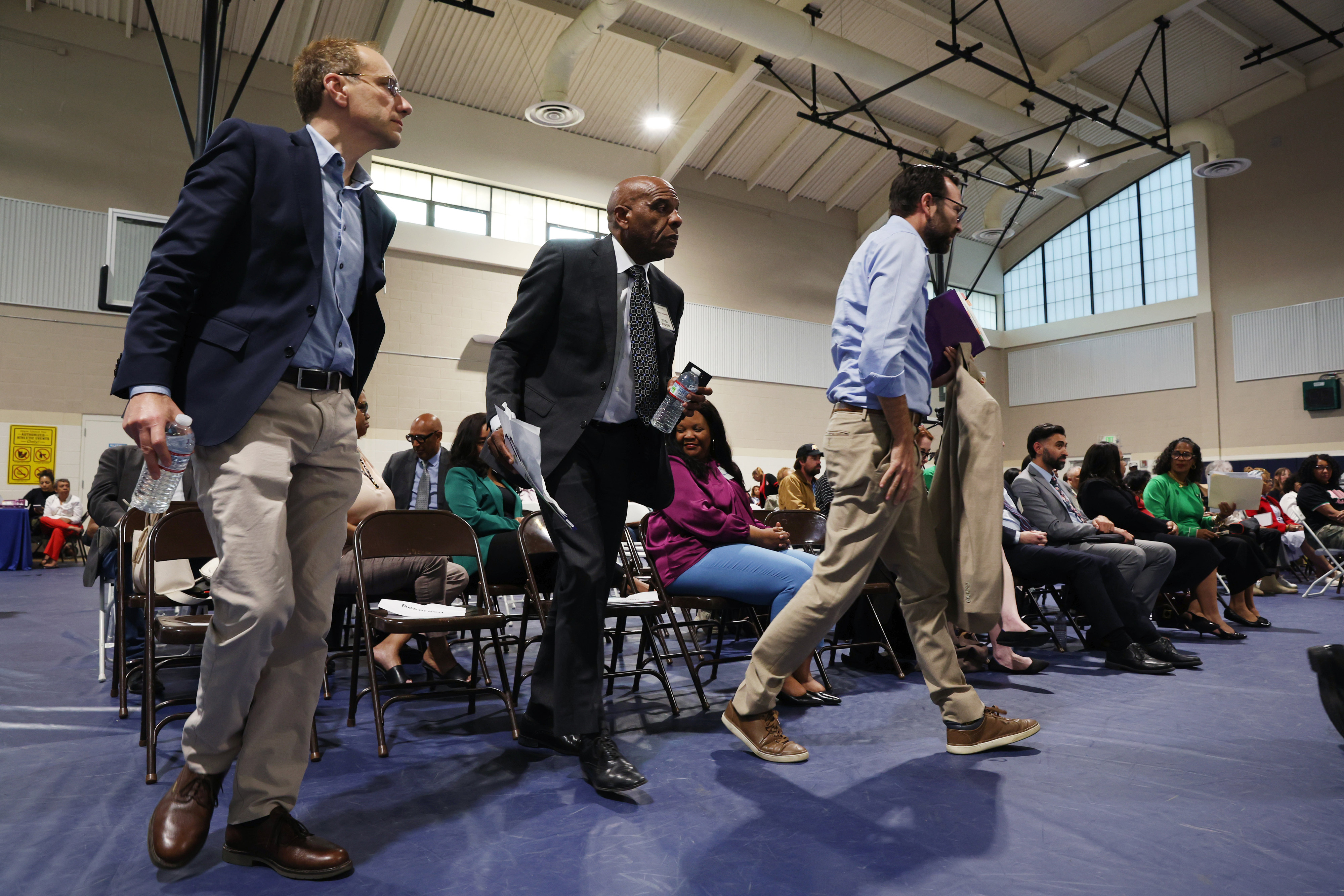 California Insurance Commissioner candidates, Patrick Wolff, left, Steve Bradford, center,...