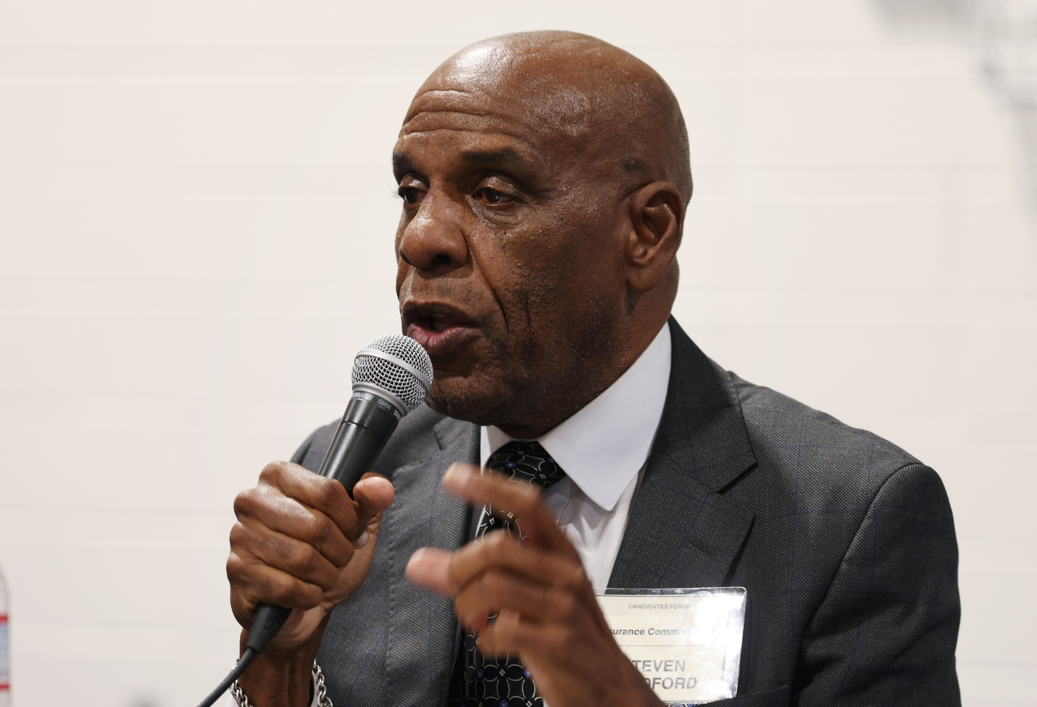 California Insurance Commissioner candidate Steve Bradford speaks during a forum...