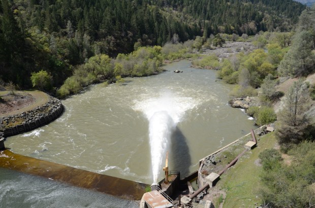Water flowing into the Eel River at Scott Dam