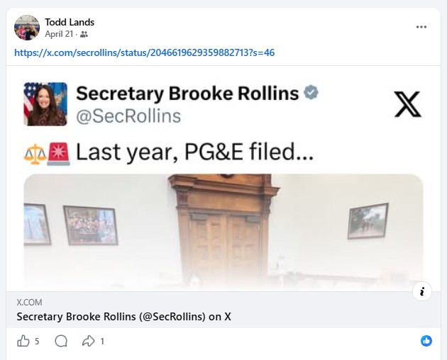 A screenshot from Todd Lands' Facebook account highlights his efforts...