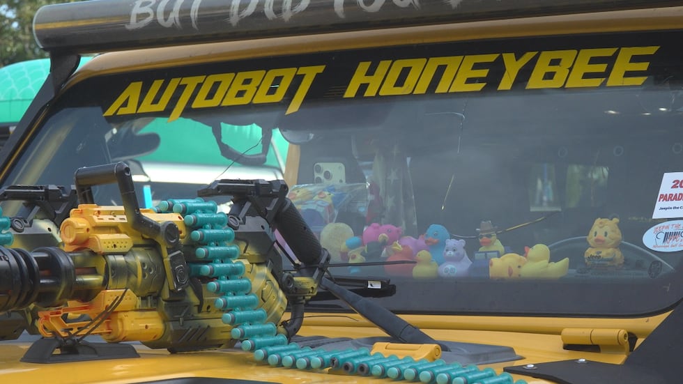 Bobby Reno, who represents the Transformer Car Club of Mississippi, wore a bumblebee costume...