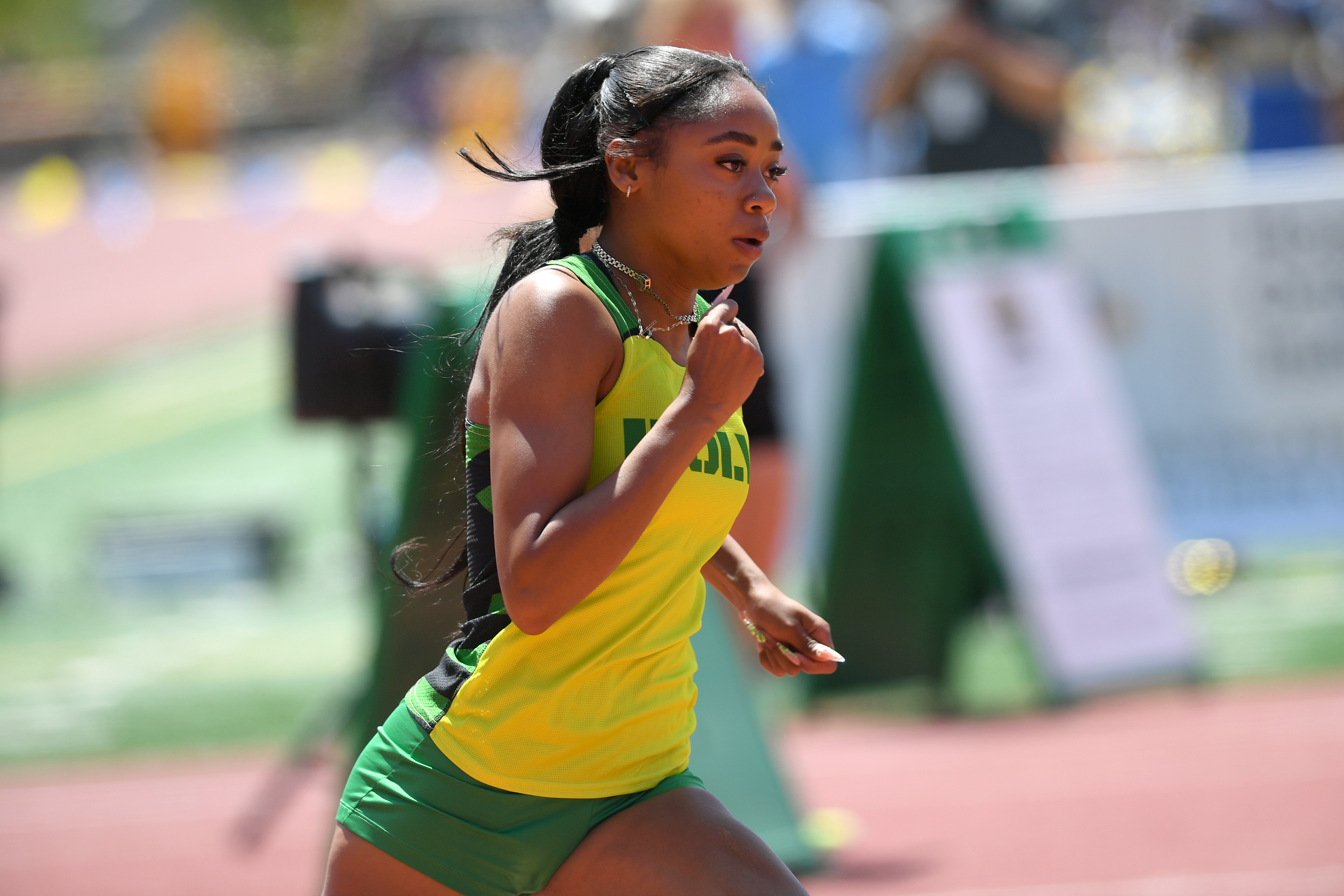 Aliyah Stokes of Long Beach Poly competes in the Division...