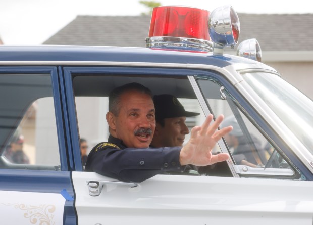 San Jose Police Chief Paul Joseph heads south down South King Road in a vintage police car during the 3rd Annual San Jose Cinco de Mayo Cultural Parade & Festival in San Jose, Calif., on Sunday, May 3, 2026. (Nhat V. Meyer/Bay Area News Group)