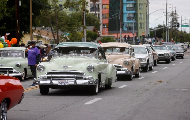 Cars head south down South King Road during the 3rd Annual San Jose Cinco de Mayo Cultural Parade & Festival in San Jose, Calif., on Sunday, May 3, 2026. (Nhat V. Meyer/Bay Area News Group)