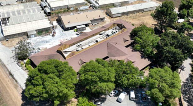 A drone view of a potential U.S. Immigration and Customs Enforcement detention center in Gilroy, Calif., on Thursday, May 14, 2026. (Nhat V. Meyer/Bay Area News Group)