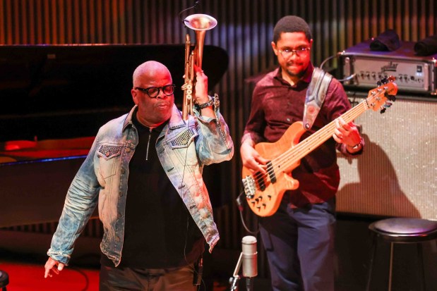 Terence Blanchard, left, on trumpet, performs during the John Coltrane and Miles Davis Centennial concert at the SFJAZZ Center in San Francisco, on Thursday, May 28, 2026. (Ray Chavez/Bay Area News Group)