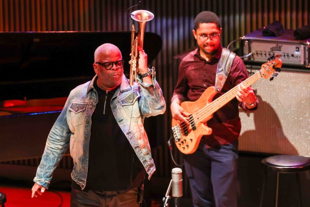 Terence Blanchard, left, on trumpet, performs during the John Coltrane and Miles Davis Centennial concert at the SFJAZZ Center in San Francisco, on Thursday, May 28, 2026. (Ray Chavez/Bay Area News Group)