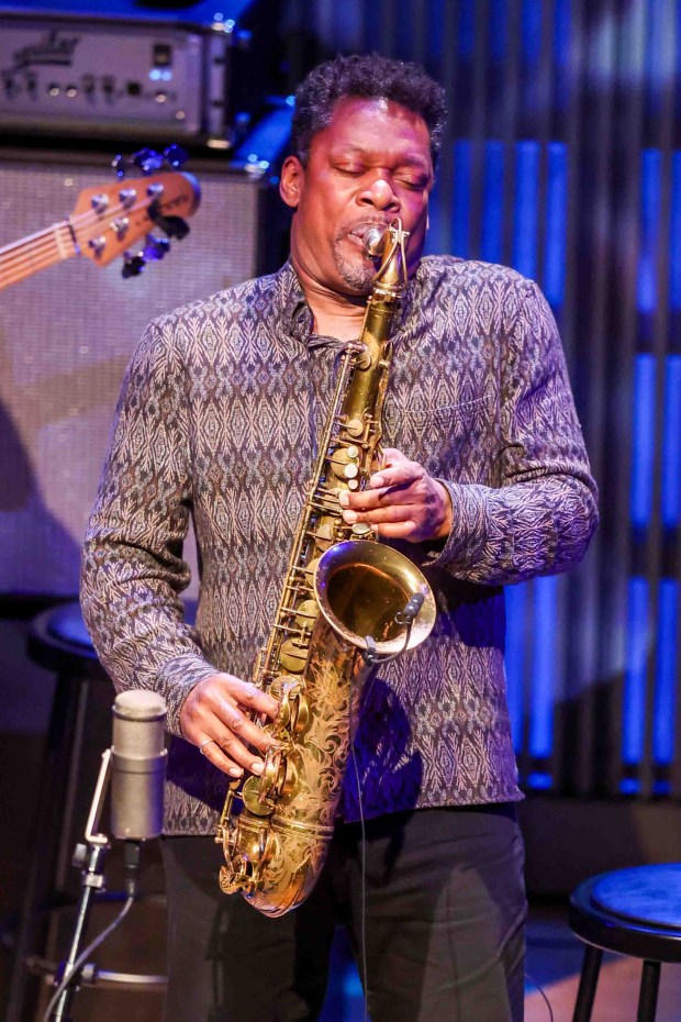 Ravi Coltrane, on saxophone, performs during the John Coltrane and Miles Davis Centennial concert at the SFJAZZ Center in San Francisco, on Thursday, May 28, 2026. (Ray Chavez/Bay Area News Group)