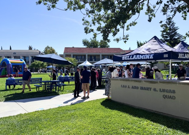 Community members, alumni and students strolled the Bellarmine College Prep campus for Bell-A-Palooza, a celebration of the San Jose Jesuit school's 175th anniversary, held Saturday, May 9, 2026. (Sal Pizarro/Bay Area News Group)