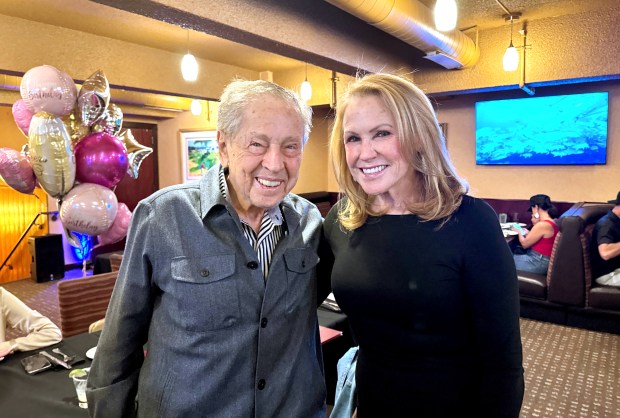 Lou Rosendin and his daughter, Karen Rosendin, celebrated her 70th birthday with family and friends at Original Joe's in downtown San Jose on Sunday, May 24, 2026. She was born the same day the restaurant opened in 1956. (Sal Pizarro/Bay Area News Group)