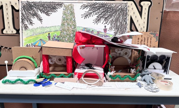 Students created early prototypes for a new design for Christmas in the Park's "Countdown to Christmas" display, which will be updated for the 2026 season in downtown San Jose. (Sal Pizarro/Bay Area News Group)