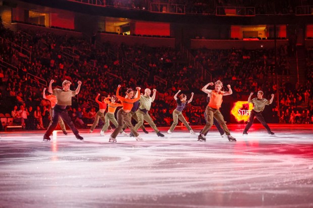Skaters perform inform of a sold-out crowd during the 2026 Stars on Ice tour at SAP Center in San Jose, Calif., on Sunday, May 17, 2026. (Shae Hammond/Bay Area News Group)